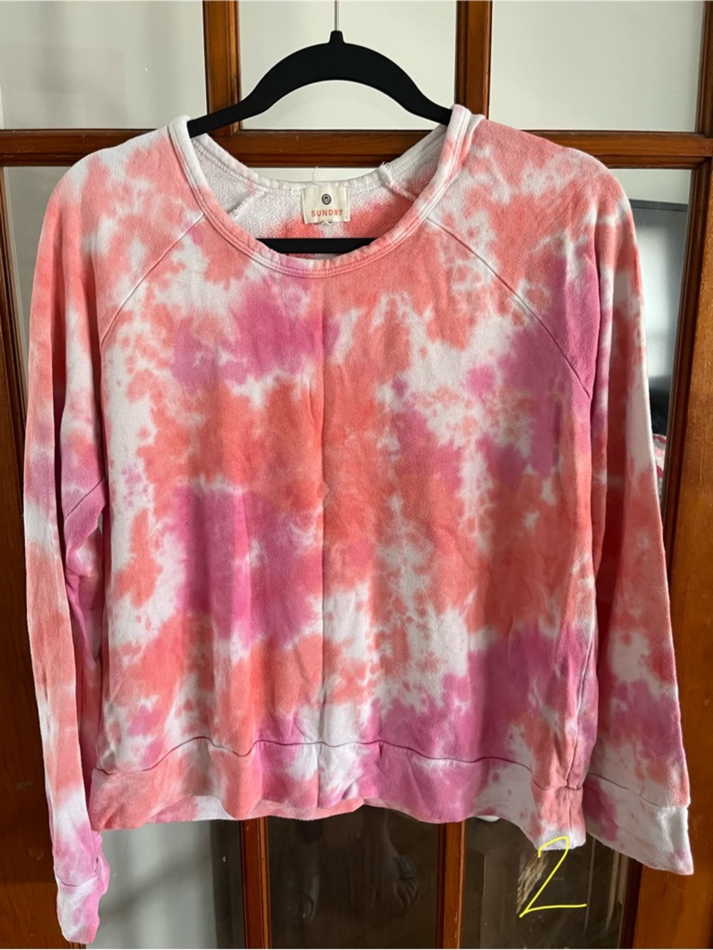 Sundry Coral & Pink Tie-Dye Crewneck Sweatshirt